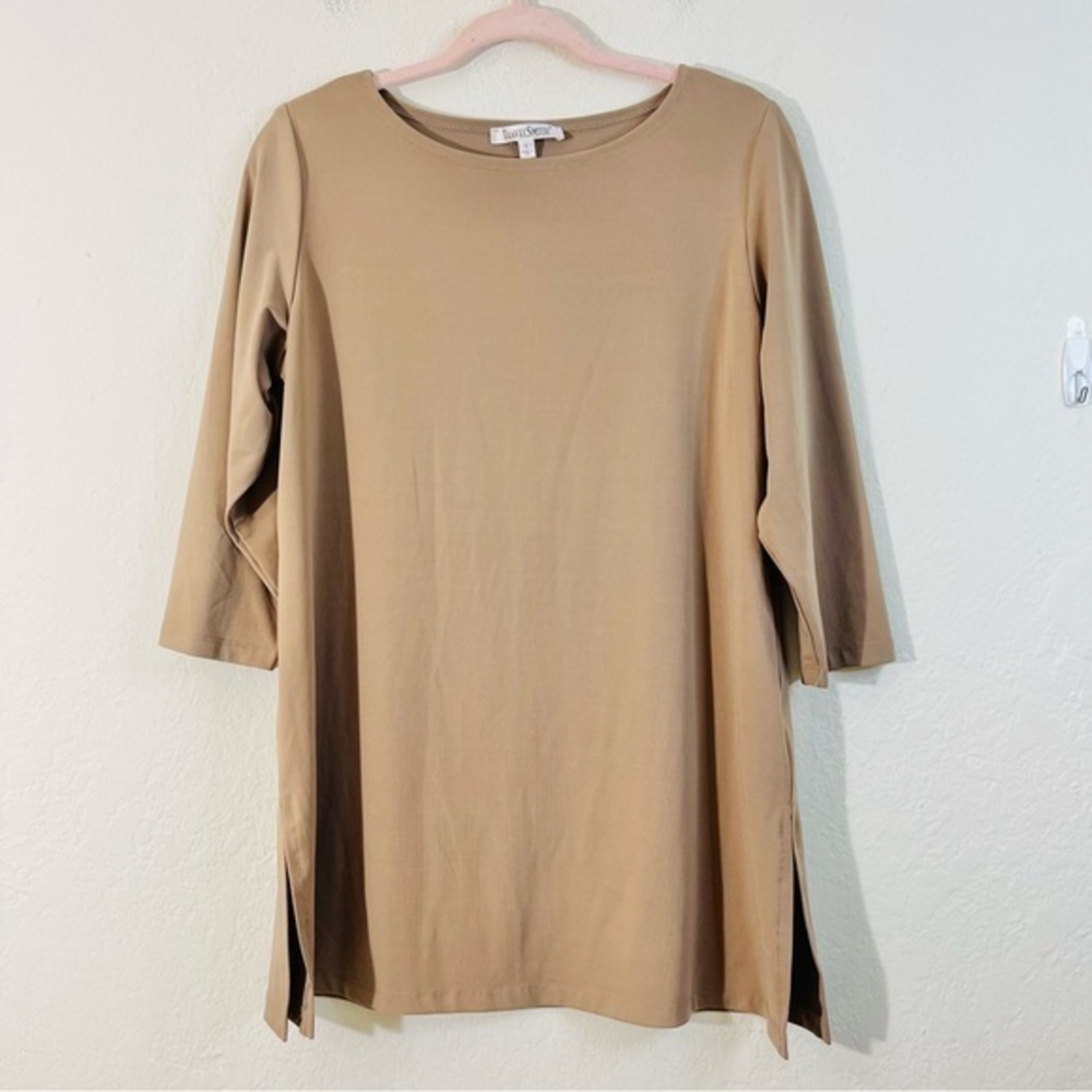 TravelSmith 3/4 Sleeve Tunic Top Women Size Large Made in USA Office Career